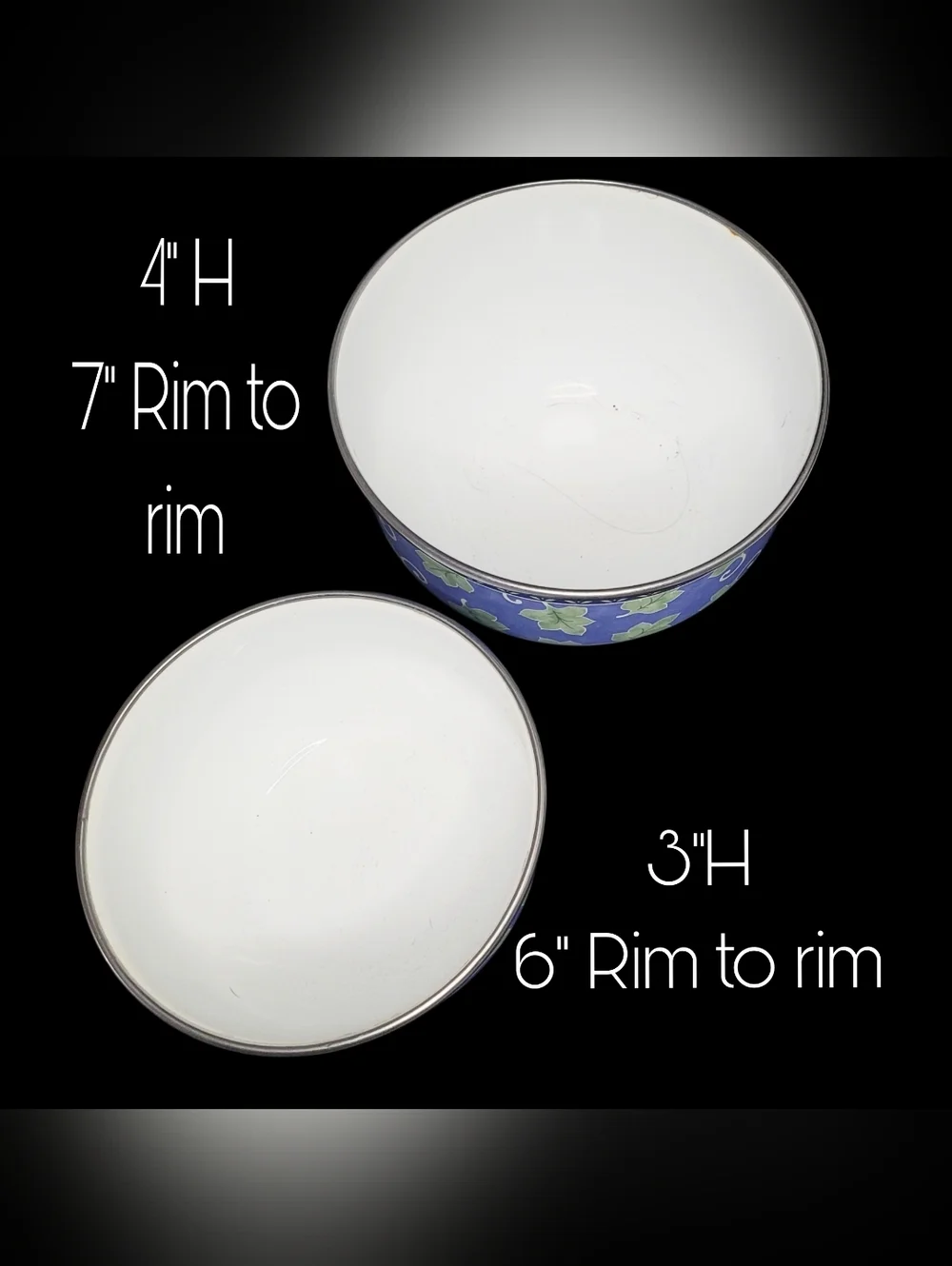 Vintage Pfaltzgraff Blue Isle Enamel Mixing 3 Bowl Set